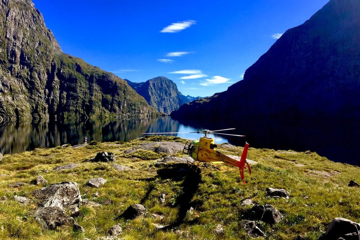 Remote Fiordland lake and peaks representing the Doubtful Sound region